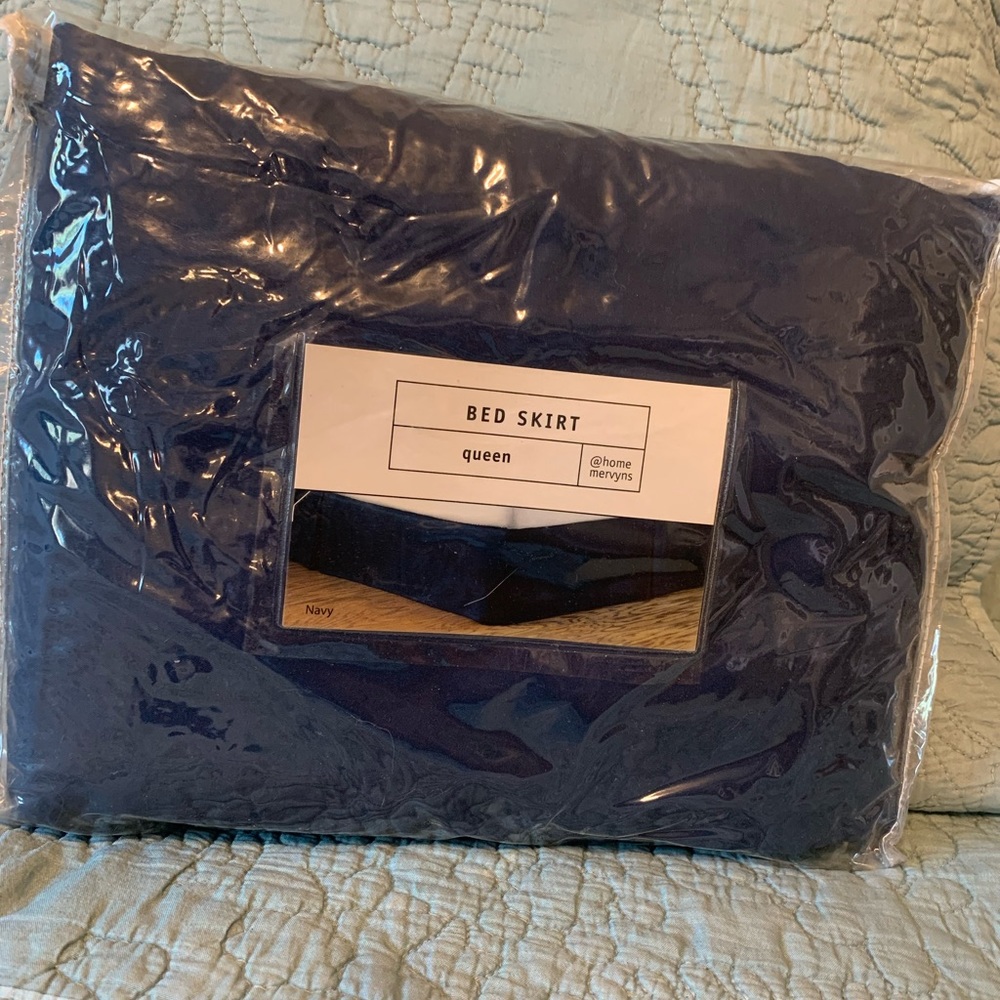 Navy blue bed skirt for queen size bed